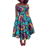 Afrikanisches Ankara-Print Carmen-Kleid | Traditionelle trägerlose afrikanische Kleidung