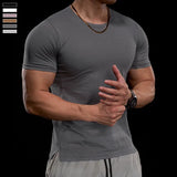 Herren hochelastisches Fitness-Trainings-T-Shirt | Atmungsaktives, eng anliegendes Sport-Laufshirt