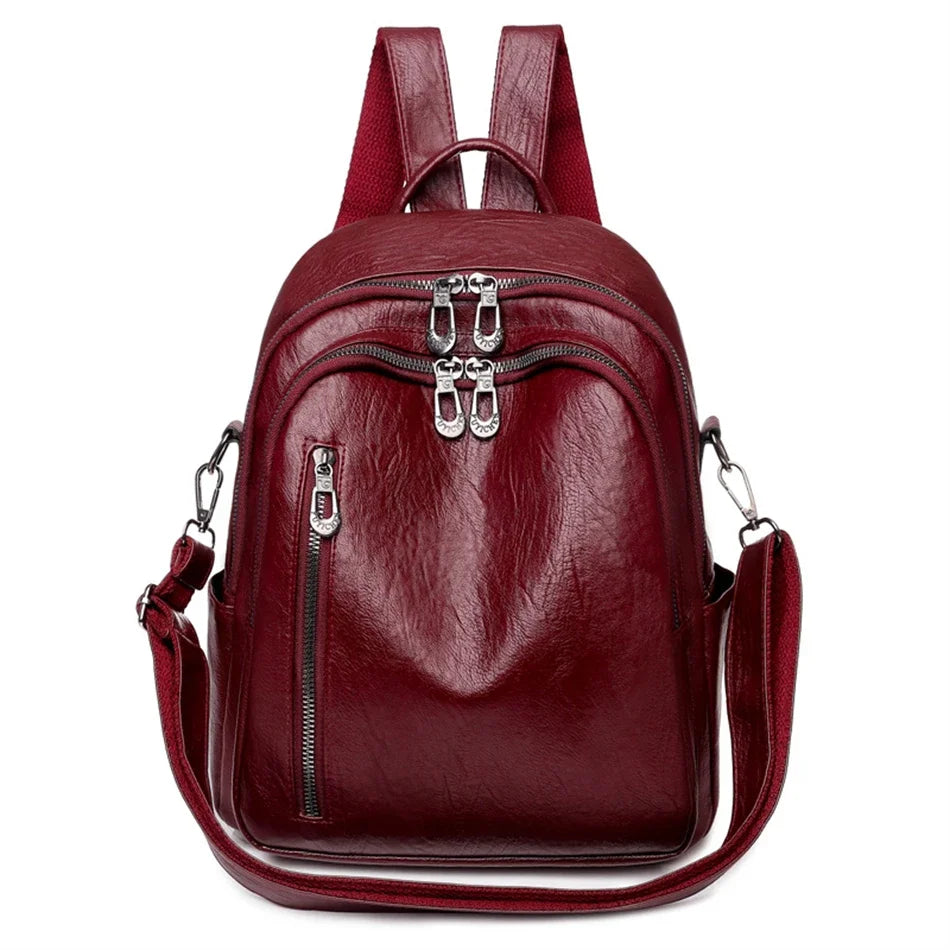 Weiche Damen-Schultertasche aus PU-Leder | Multifunktionaler Reise-Rucksack