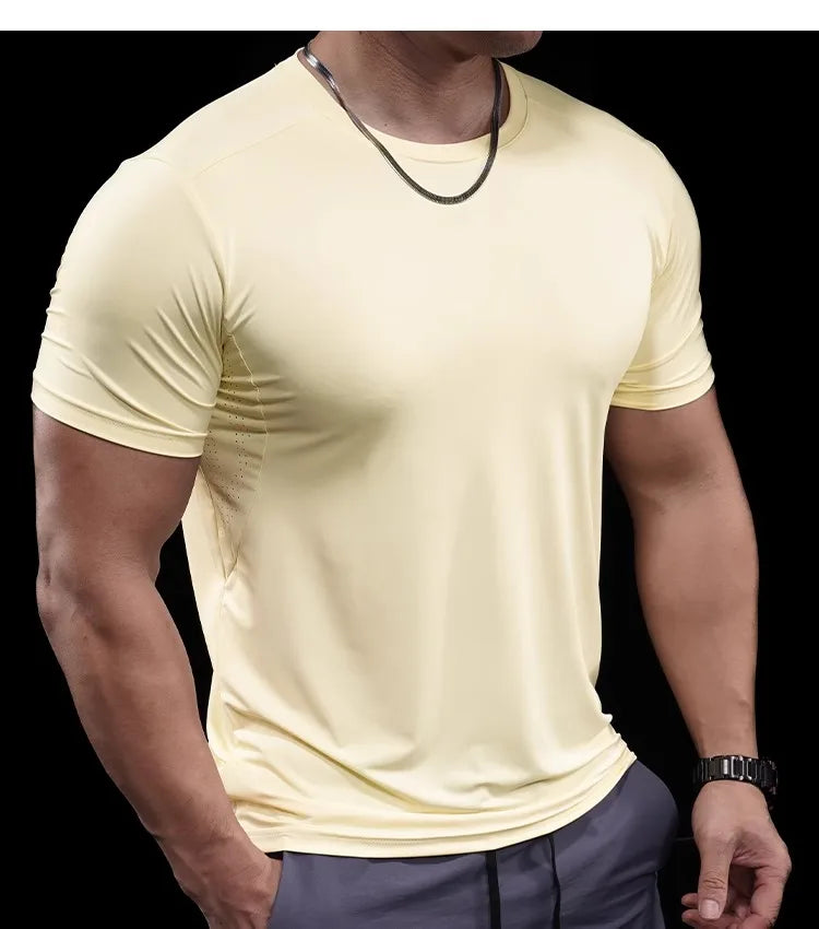 Men’s High-Elastic Running T-Shirt | Quick-Drying Gym Fitness Training Top