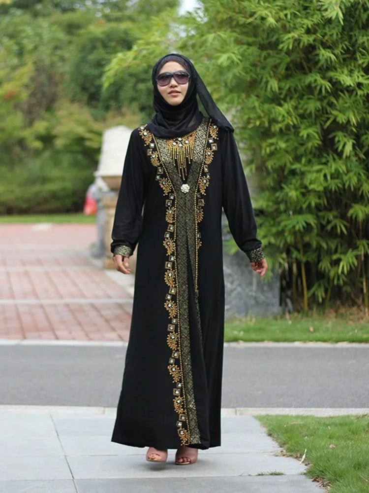 Black Muslim Abaya for Women | Sequin Beaded Kaftan and Elegant Splice Maxi Dress