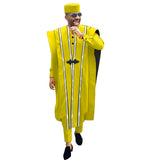 Men’s 4-Piece African Agbada Set | Grand Robe, Dashiki Shirt, Ankara Pants & Tribal Hat