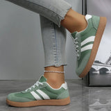 Ultraleichte Damenmode-Sneaker – Atmungsaktive gestreifte Schnür-Sportschuhe