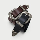 Western Women's Genuine Leather Belt – Classic Metal Pin Buckle Waistband