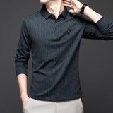 Herren Langarm-Poloshirt mit Abzeichen – Business Casual Uni-Oberteil