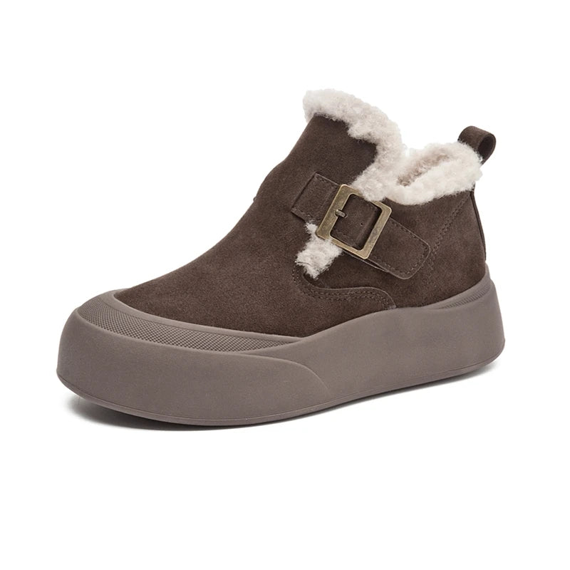 Women’s Genuine Leather Snow Boots – Winter Fleece Lined Warm Booties