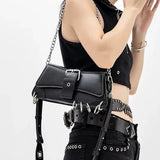 Die Shadow-Vault Silhouette Gothic Nieten Biker-Tasche