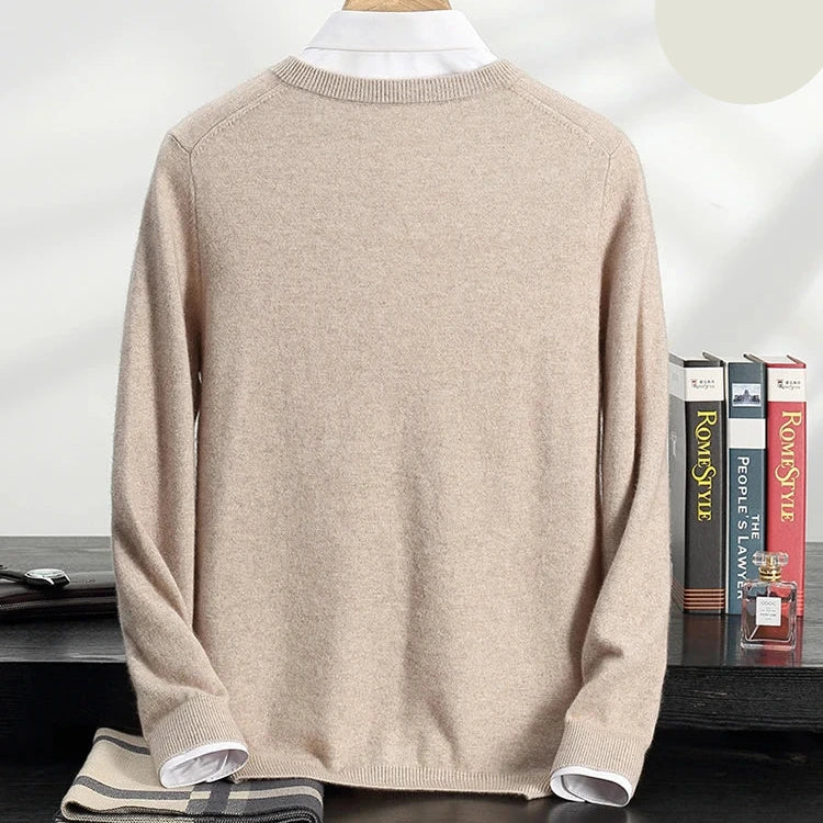 Herren Pullover aus 100 % reinem Kaschmir – Herbst Winter verdickter V-Ausschnitt Pullover