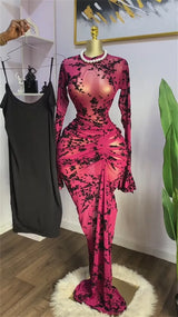 Damen gestapeltes Mesh-Bodycon-Kleid – sexy durchsichtiges Langarm-Abendkleid mit Futter