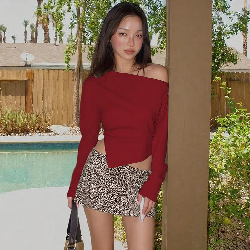 Elegant Strapless Pleated Top – Sexy Slim Fit Long Sleeve Pullover