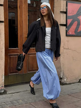 Striped Lace-Up Casual Women's Pants – Patchwork Loose Streetwear Trousers