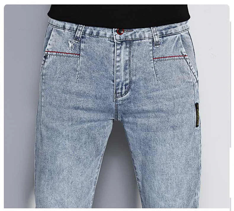 Herren Slim Fit Stretch Jeans | Vintage Korean Style Straight Denim