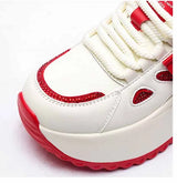 Women’s Leather Hidden Heel Sneakers – 7cm (3 Inch) Platform Wedge Shoes
