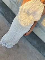 Women’s Backless Ruched Long Dress – Sexy Halter Lace-Up Maxi