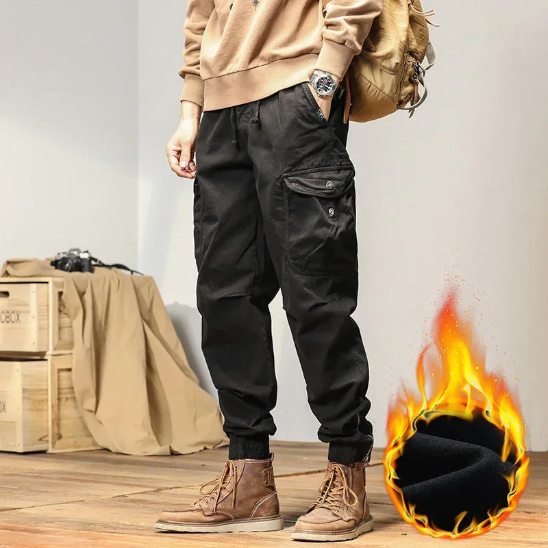 Men’s Winter Y2K Harem Tactical Utility Fleece Cargo Pants
