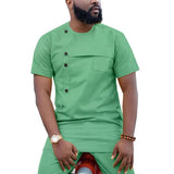 African Short Sleeve Dashiki Shirt and Pants Outfit Men’s 2-Piece Ankara Set