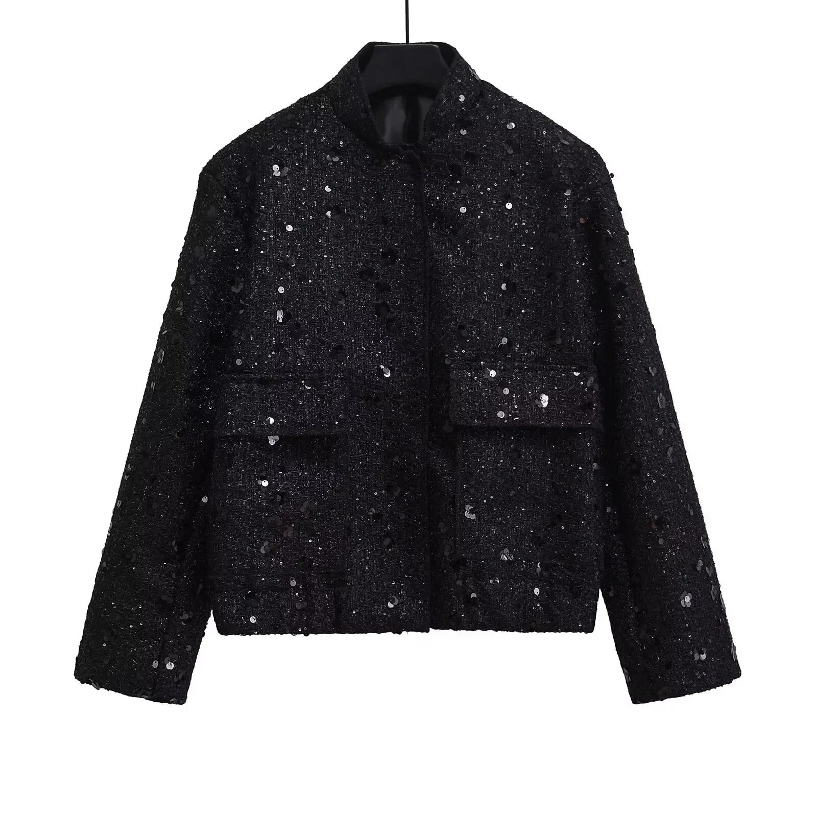 Goldene Pailletten Bomberjacke für Damen – Glitzernde Jacke
