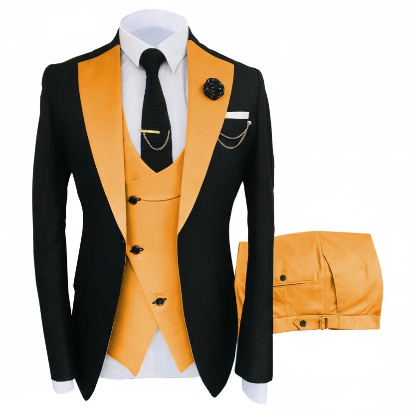 Herren 3-teiliger High-End-Anzug – Casual Business & formeller Gesellschaftsanzug