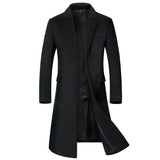 Herren Wintermantel aus hochwertiger Wolle – Knielanger Trenchcoat