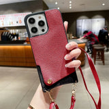 Crossbody Wallet Case for iPhone 17 Air 16 15 14 13 Pro Max | Leather Card Holder