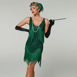 1920s Flapper Dress Roaring 20s Gatsby Sequined Fringe Tassel Mini Dress