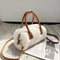 Women’s Faux Fur Small Box Tote – Luxury Plush Crossbody Bag