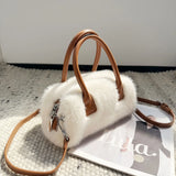 Women’s Faux Fur Small Box Tote – Luxury Plush Crossbody Bag