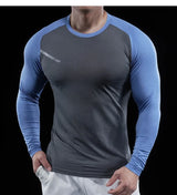 Men’s Gym Fitness Display Long Sleeve T-Shirt | Elastic Moisture Wicking Tights