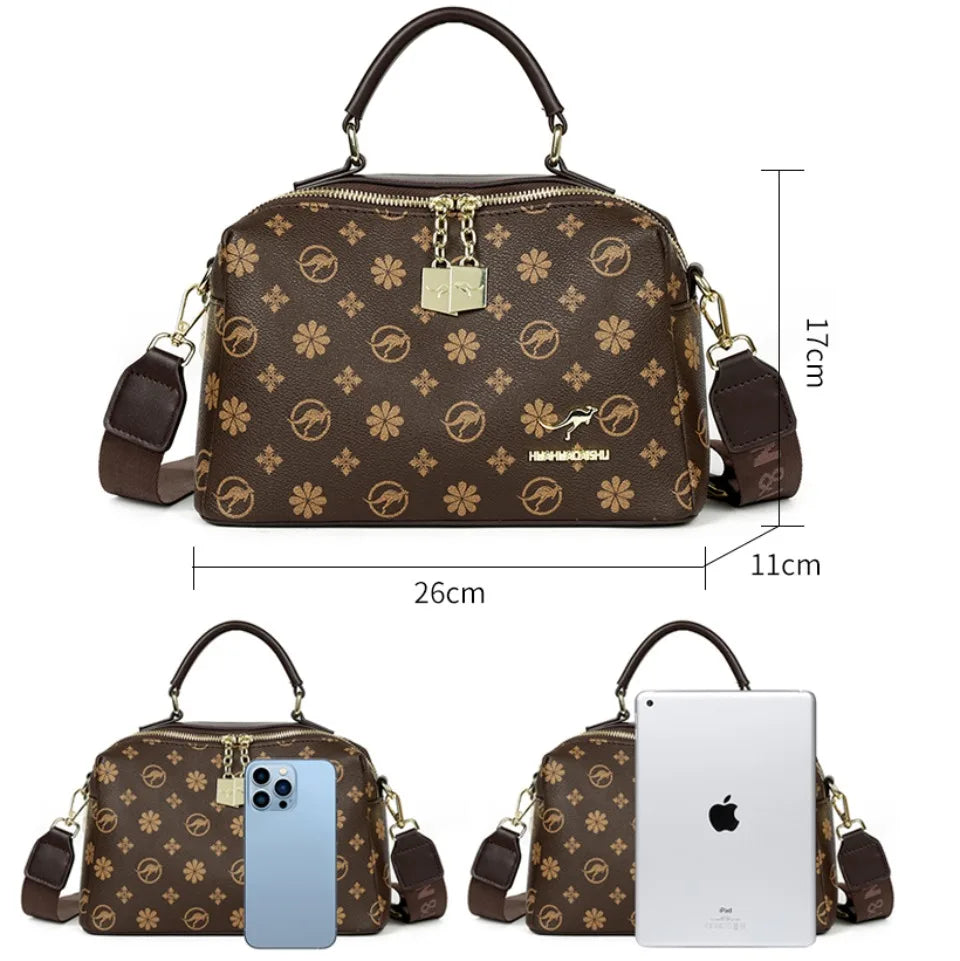 Luxury Brand Designer Women's Handbag | High-Quality Printed Leather Crossbody
