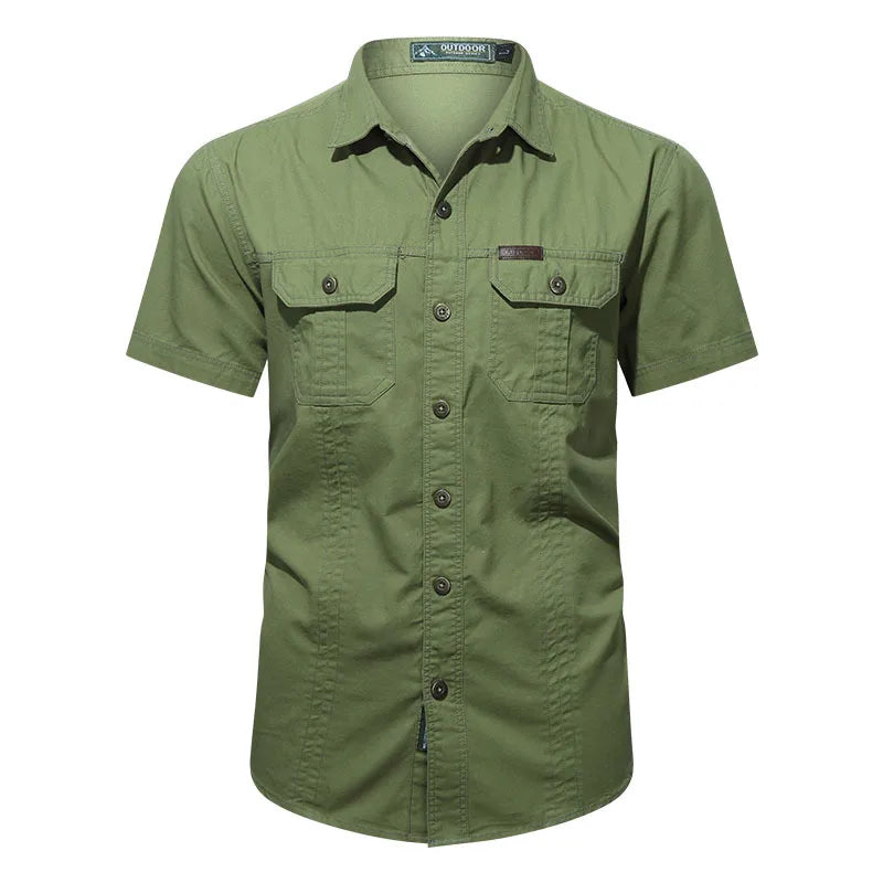 Herren Sommer Kurzarm Multi-Taschen Arbeitshemd