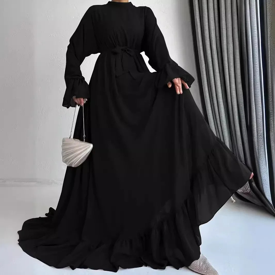 Muslim Women’s Abaya with Sash | Elegant Moroccan Jalabiya and Dubai Kaftan