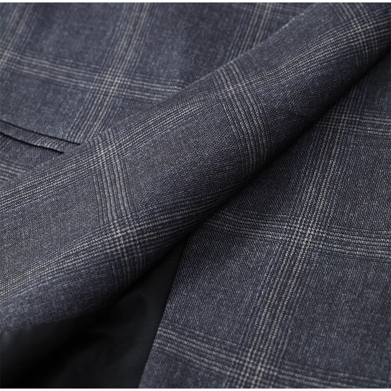 Damen Blazer mit Karomuster – Mode-Stehkragen Langarm Split Mantel