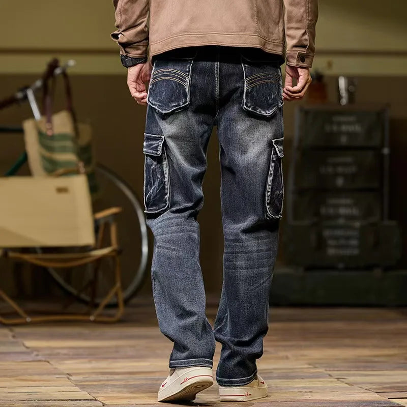 Men's High Street Oversized Cargo Jeans | American Vintage Loose Fit Denim