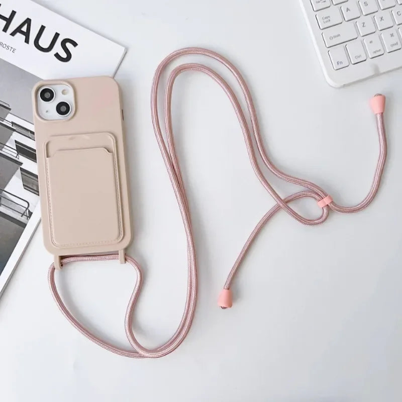 Crossbody Lanyard Card Holder Case for iPhone 17 Air 16 15 14 13 12 Pro Max