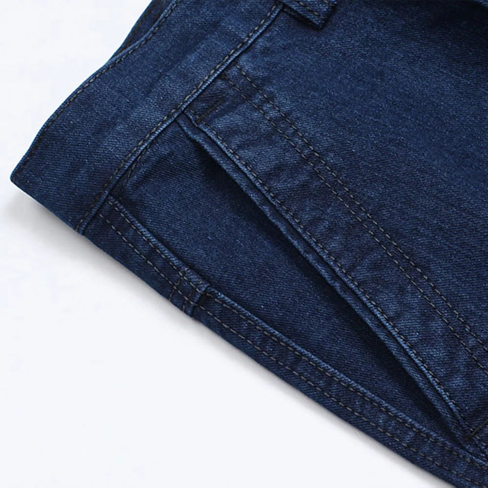 Men's High-Quality Cotton Stretch Jeans | Spring & Autumn Dark Blue Denim
