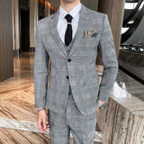 The "Heritage Grey" Houndstooth 3-Piece Suit – Luxury Plaid Edition – Tailored Jacket, Vest & Trousers