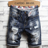 Men’s Ripped Hole Denim Shorts – Summer Thin Cotton Short Jeans