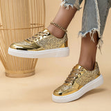 Glänzende silberne Board-Schuhe für Damen – modische atmungsaktive Mesh-Sneaker