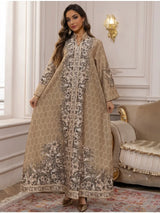 The "Mosaic Diamond" Gown – Signature Printed Dubai Abaya – Boutique Morocco Style Kaftan