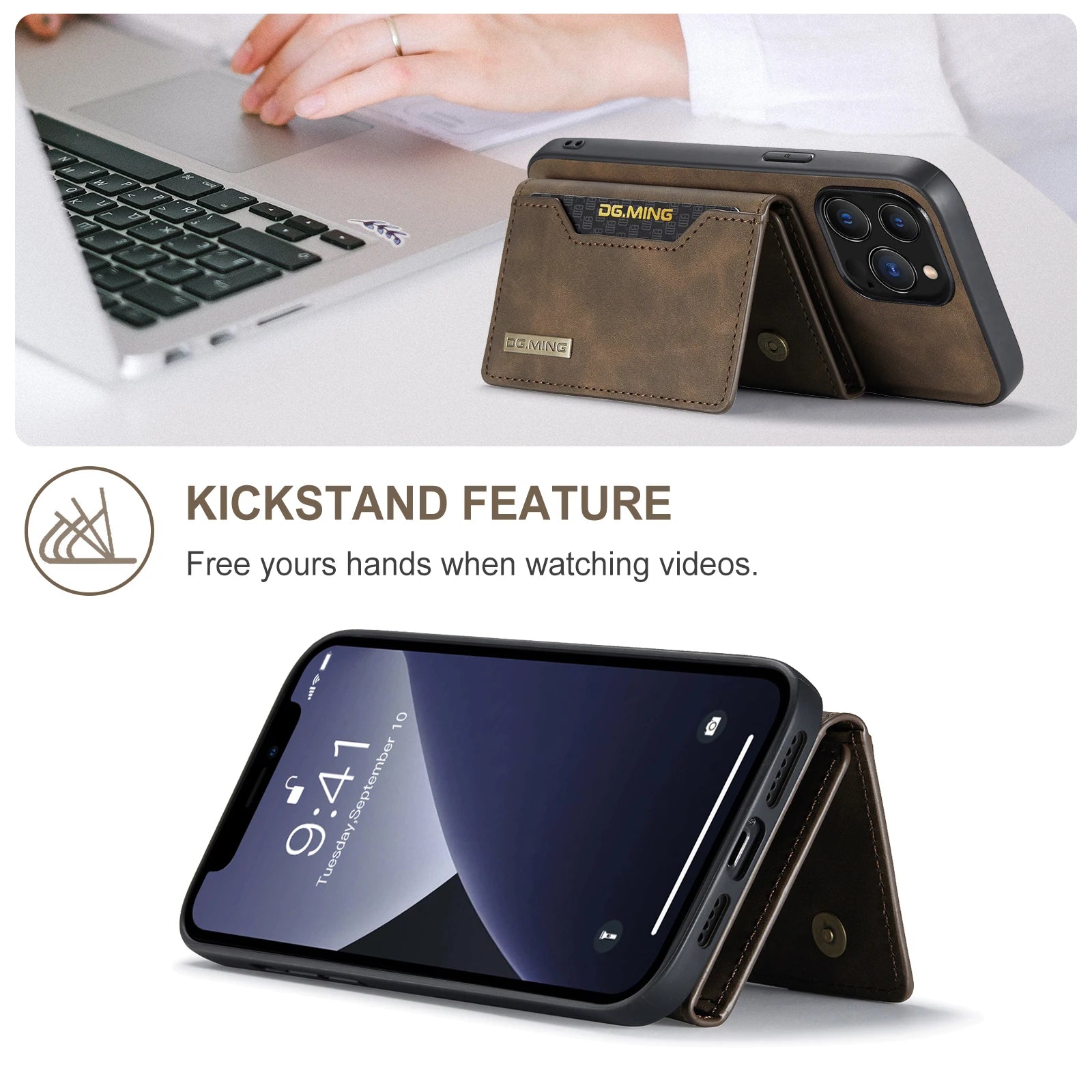 2-in-1 Detachable Magnetic Wallet Case for iPhone 17 16 15 14 Pro Max