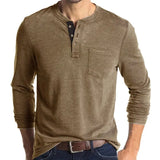 Europäische und amerikanische Herren Langarm Rundhals-T-Shirts Amazon Herren Base Layer Top Außenhandel Herren T-Shirt Henry-Kragen