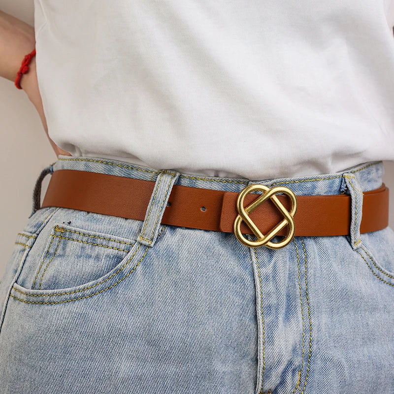 Damen-Wildleder-Rindledergürtel 2,8 cm – Vintage schmaler Gürtel mit Retro-Goldschnalle