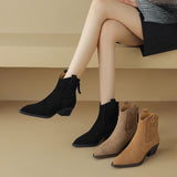 Women’s Pointed Toe Western Cowboy Boots – Genuine Leather Ankle Boots