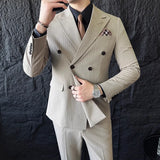 3-Piece Men’s Luxury Striped Suit – Single & Double Breasted Pinstripe Blazer, Vest & Pants Set