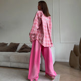 The Coastal Plaid Collection: Contrast Color Long Sleeve Shirt