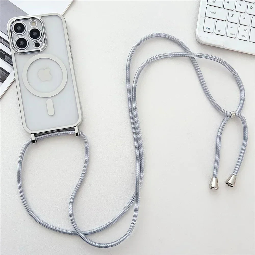MagSafe Crossbody Lanyard Clear Case for iPhone 17 Air 16 15 14 13 Pro Max