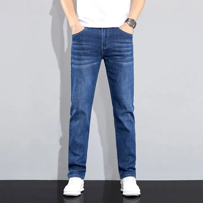 Men's Micro-Elastic Straight Leg Jeans – Autumn Winter Business Casual Denim
