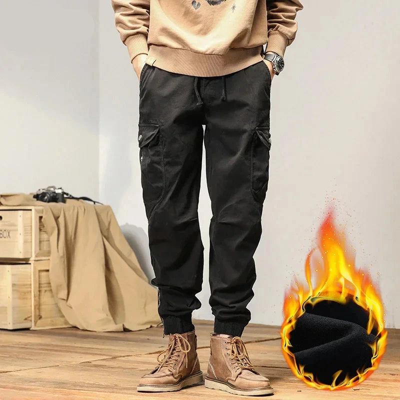 Men’s Winter Y2K Harem Tactical Utility Fleece Cargo Pants