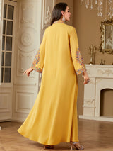 Luxuriöses muslimisches Stickerei-Kleid für Frauen | Elegante Party-Abaya und marokkanischer Kaftan