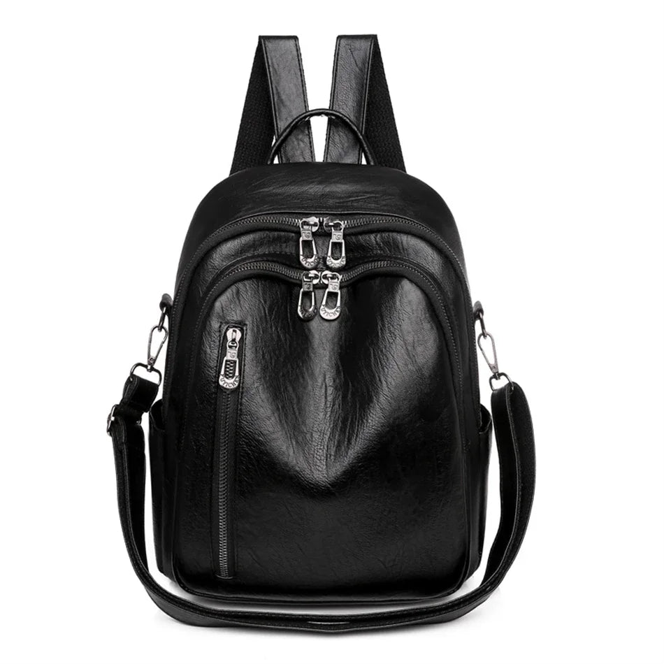 Weiche Damen-Schultertasche aus PU-Leder | Multifunktionaler Reise-Rucksack